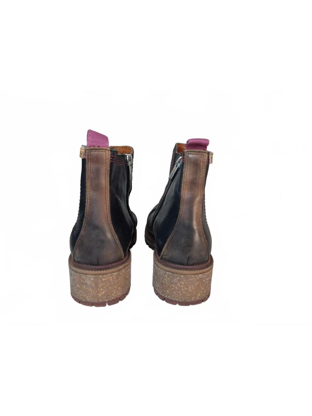 Pikolinos Aspe Black Leather Chelsea Boots w/Red Stitching Rugged‎ Lug Soles 38 - Picture 4 of 6